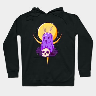 Creepy Rabbit With Antlers Occult Goth Hoodie